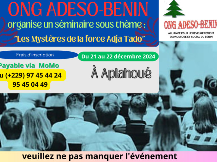 Les Mystères de la force Adja Tado, le thème du séminaire de l’ONG ADESO-BENIN