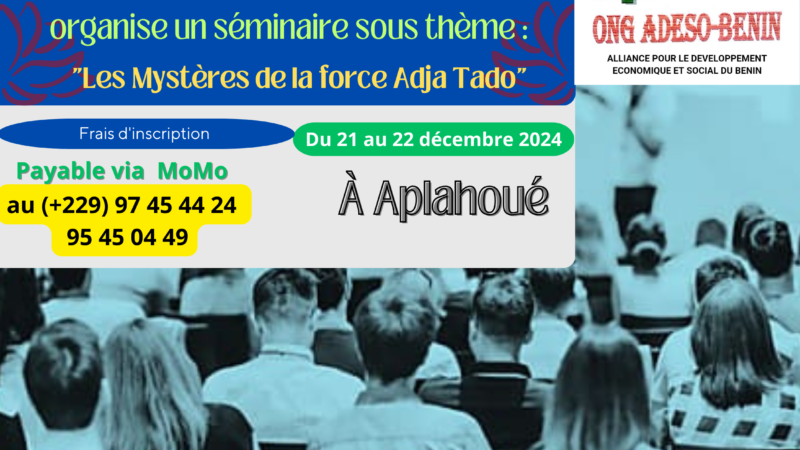 Les Mystères de la force Adja Tado, le thème du séminaire de l’ONG ADESO-BENIN