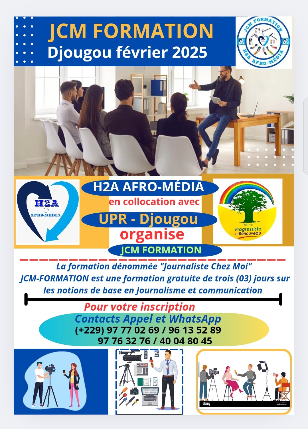 Formation sur les notions de base en Journalisme : l’UPR Djougou sollicite JCM-FORMATION à la jeunesse de Djougou et environs