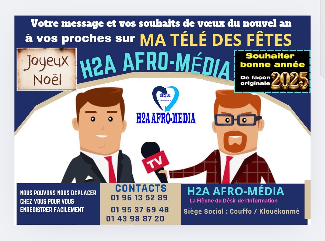 « Ma Télé des Fêtes » : votre message des vœux de fin d’année en spot sur H2A AFRO-MÉDIA « Ma Télé des Fêtes » : votre message des vœux de fin d’année en spot sur H2A AFRO-MÉDIA